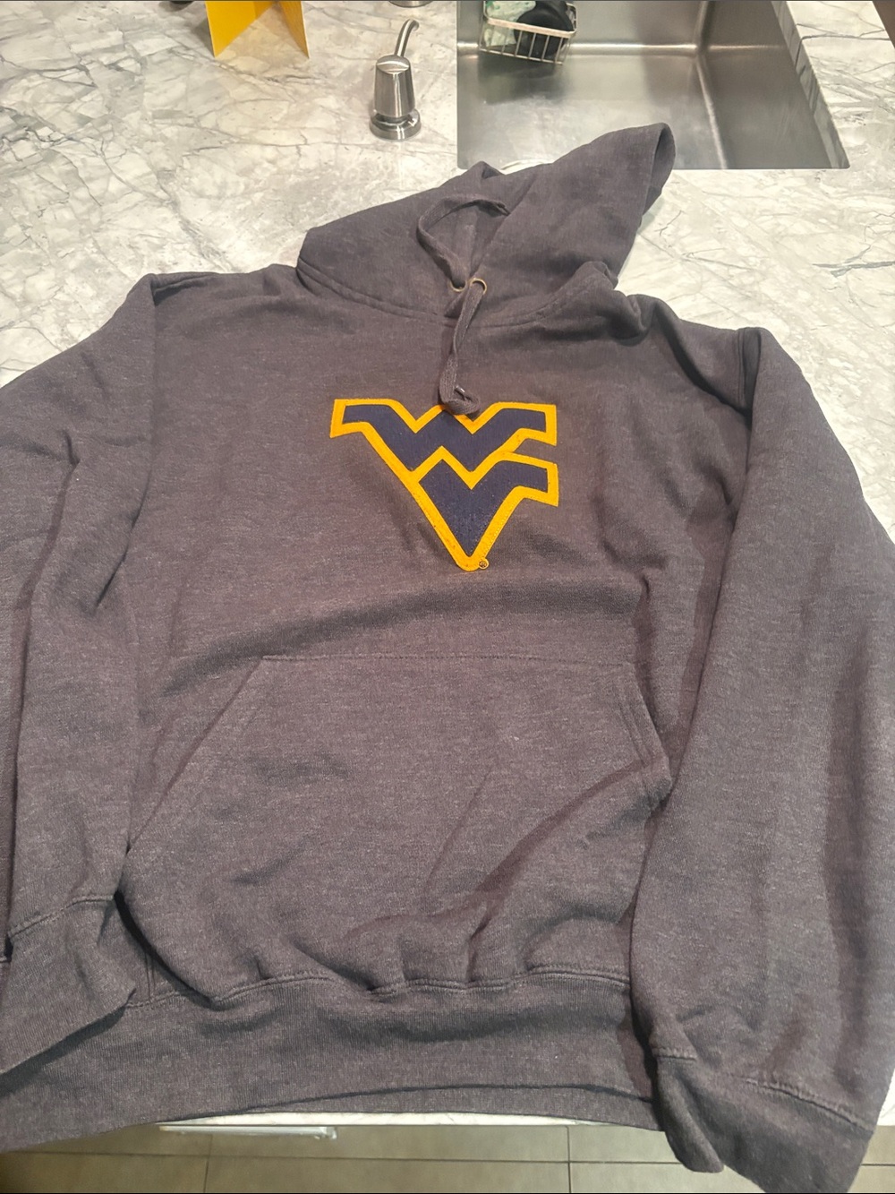Charcoal Hoodie with Gold WV Logo - Men's XL